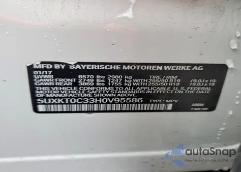 2017 BMW X5 Xdr40E z USA, uszkodzony, nr VIN 5UXKT0C33H0V95586